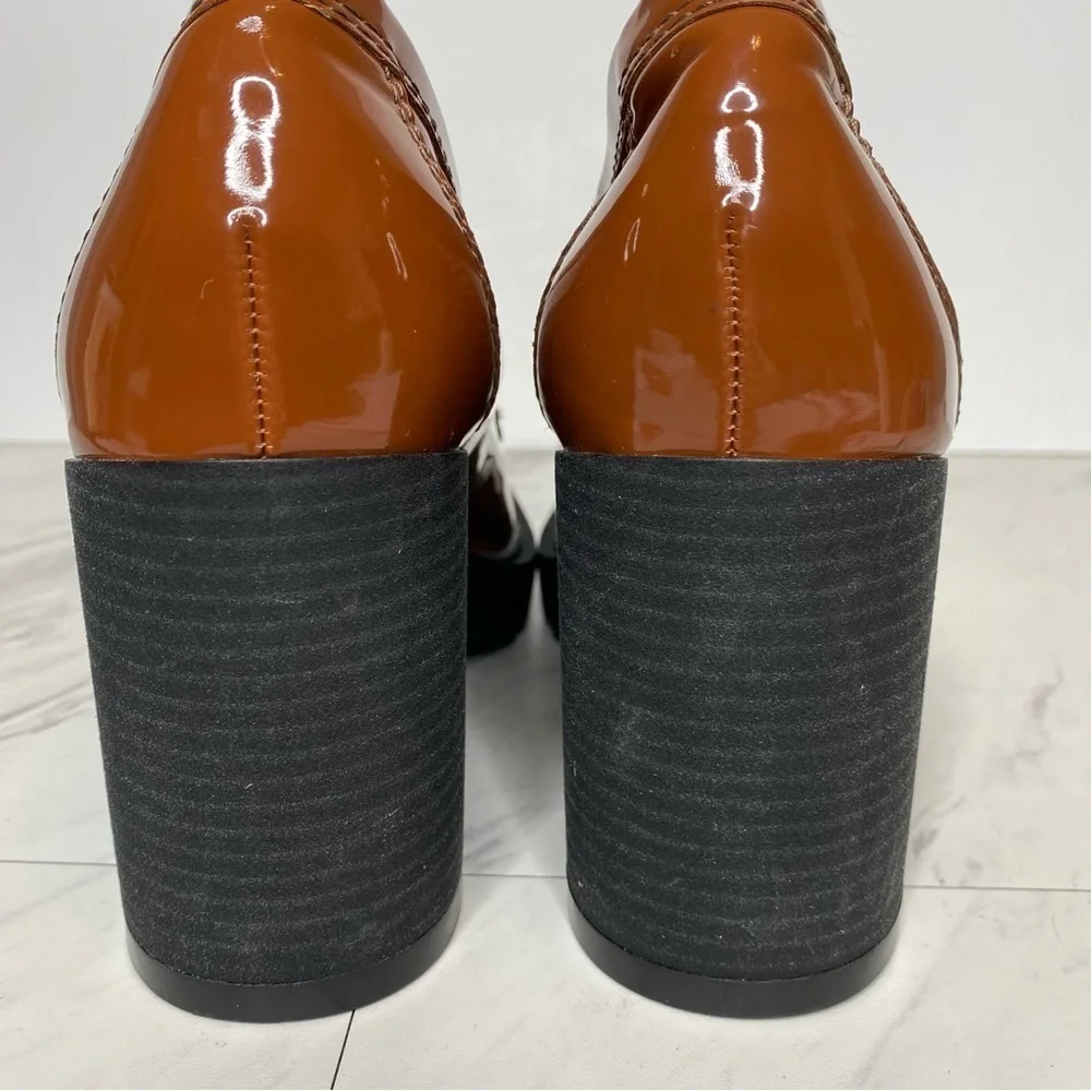 New! Blondo Josie Cognac Patent Heeled Loafer 11